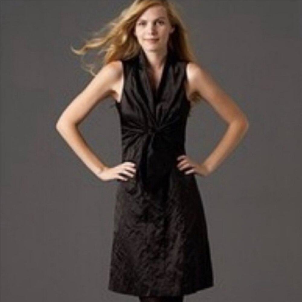 Eileen Fisher Crinkle V-neck Tie Dress sz 8